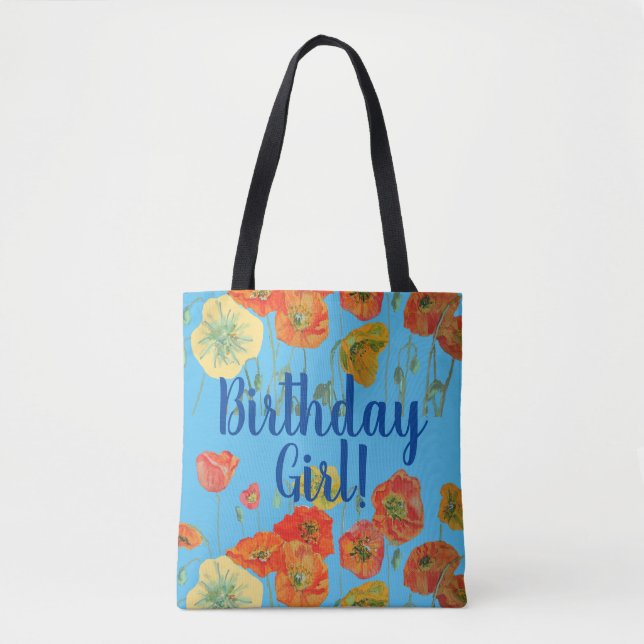 Poppies d'orange Fleurs florales Sac fille d'anniv (Devant)