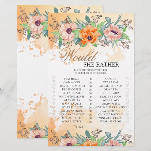 Poppies Elle préfère le jeu de douche nuptiale (Devant / Derrière)