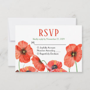 Poppies Floral RSVP réponse Mariage