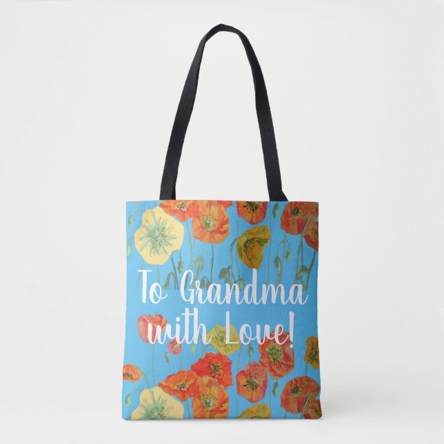 Poppies Orange Fleurs florales Grandma Love Sac (Devant)