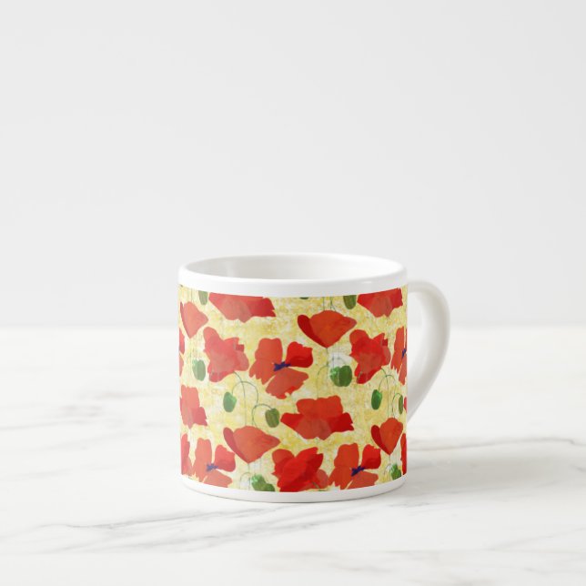 Poppies rouges sur Cornfield Espresso Mug jaune (Devant droit)