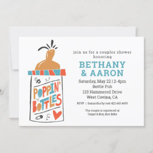 Poppin Bouteilles Couples Baby shower Invitation