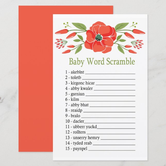 Poppy Baby jeu de brouillage de mot (Devant / Derrière)