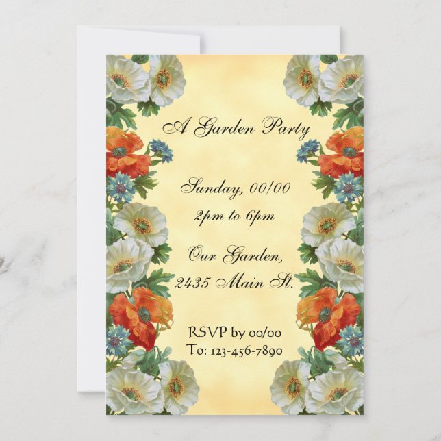 Poppy et Cornflowers Invitations florales personna (Dos)