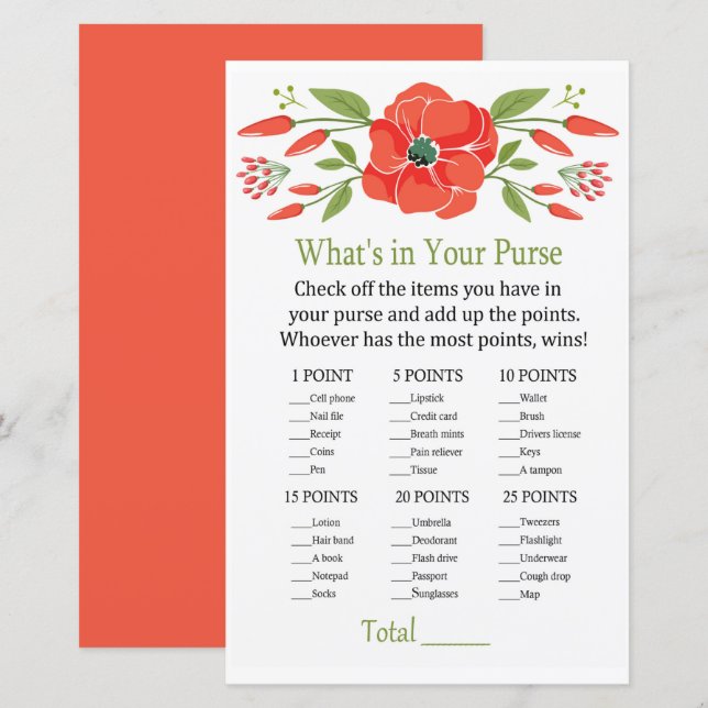 Poppy Qu'y a-t-il dans votre sac à main (Devant / Derrière)