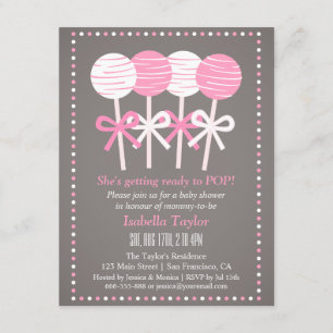 Pops de gâteau rose moderne Baby Shower Invitation