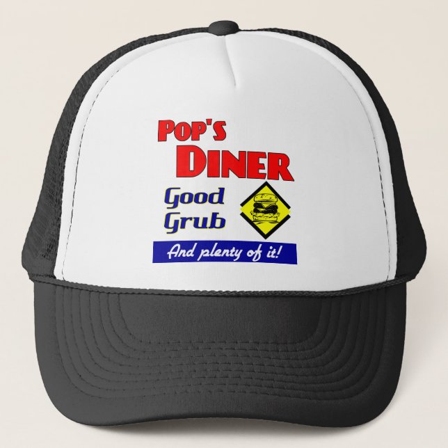 Pops Diner Retro Cuisine Art Dire Casquette (Devant)