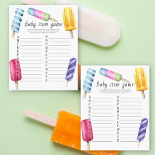 Popsicle - Baby Item Game. Jeu baby shower