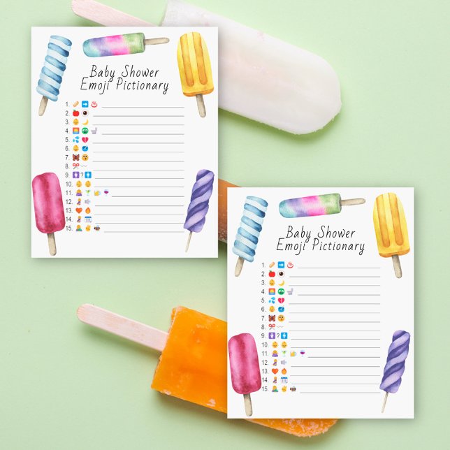 Popsicle baby shower émoticônes jeu pictionnaire (Créateur téléchargé)