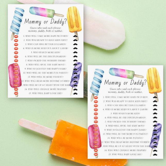 Popsicle baby shower maman ou papa jeu (Créateur téléchargé)