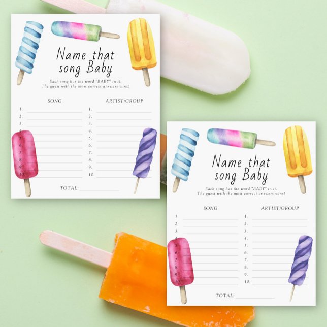 Popsicle baby shower Nom de cette chanson jeu de b (Créateur téléchargé)