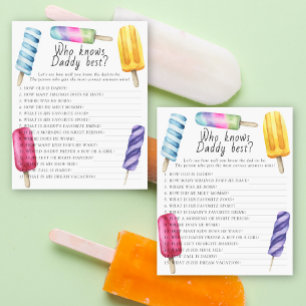 Popsicle baby shower Qui connaît papa meilleur jeu