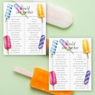 Popsicle baby shower Voudrait-elle Plaire jeu
