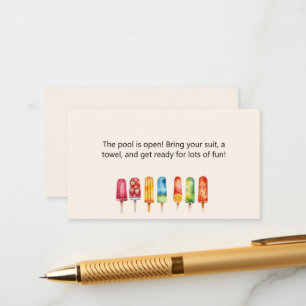Popsicle Pool Party Insert Card for Invitation