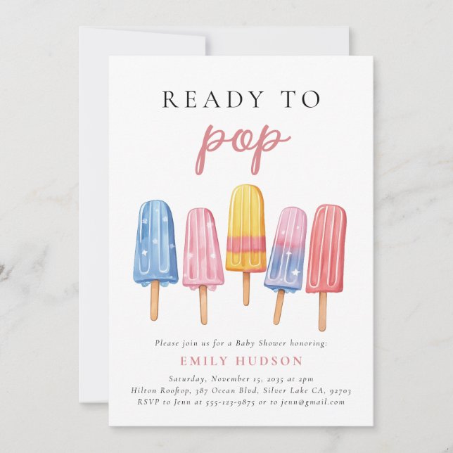 Popsicle Prêt à pop Baby shower Invitation (Devant)