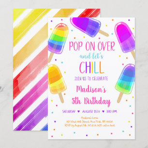 Popsicle Rainbow Rose Girl Invitation Anniversaire
