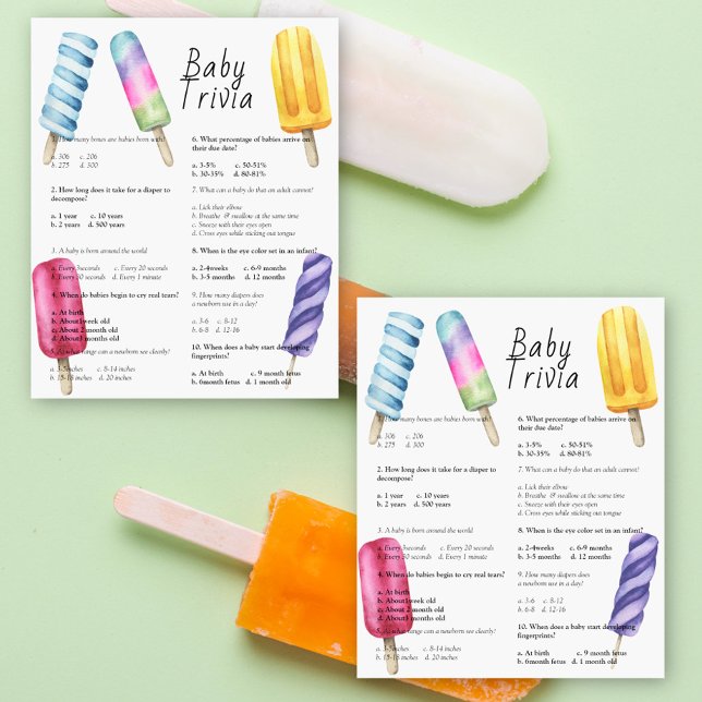 Popsicle - Trivia bébé | Jeu baby shower (Créateur téléchargé)