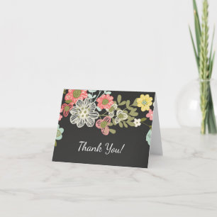 Populaire Chalkboard Floral Merci Note