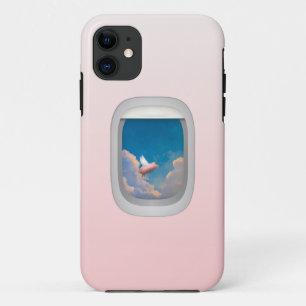 porc de vol par le coque iphone de fenêtre d'avion
