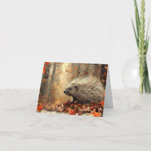 Porc-épic Vintage dans les Feuilles d'Automne Cart