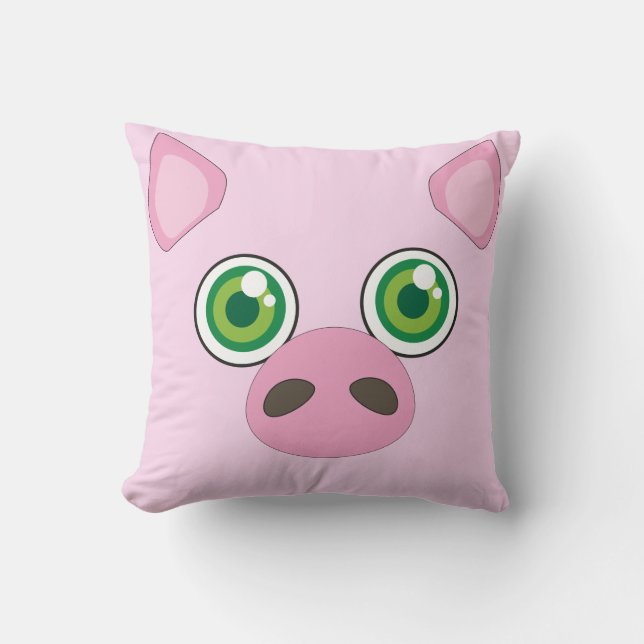 Porc mignon avec le coussin de rose de yeux verts (Recto)