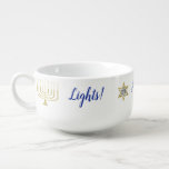 Porcelain Mug Personnaliser "Elegant Menorah"<br><div class="desc">Personnalisez votre "Elégante Menorah" en changeant le texte. Choisissez votre style de police préféré, la couleur, la taille et le libellé. Les menorahs et les étoiles peuvent être redimensionnés et déplacés. Vous pouvez ajouter une couleur Arrière - plan. Joyeux Chanoukah/Hanoukka ! Profite ! ! ! Merci de vous être arrêté...</div>