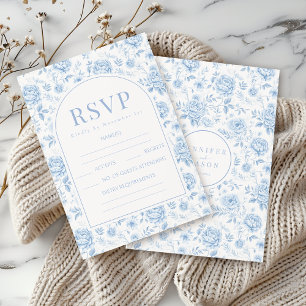 Porcelaine Bleue Floral Garden Mariage Cartes RSVP