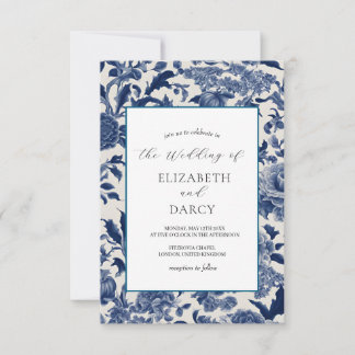 Porcelaine Elegance Faire-part de mariage bleu
