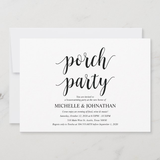 Porch Party, Cartes d'invitation de la fête du mén (Devant)