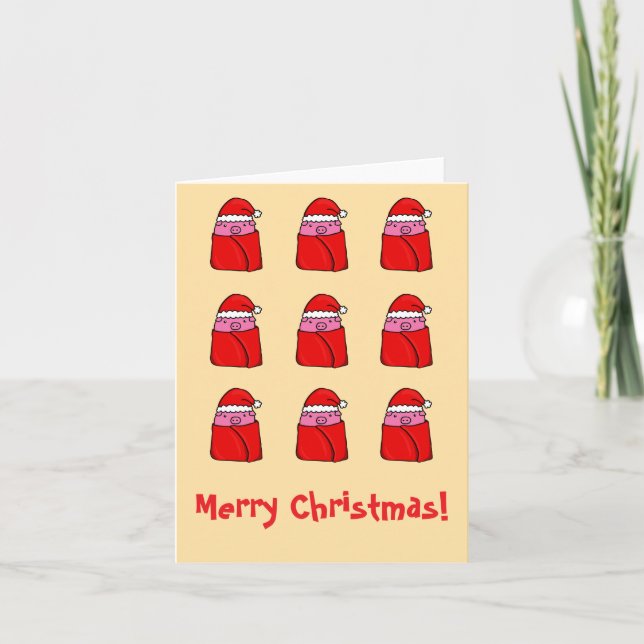 Porcs dans les couvertures Carte de Noël (Devant)