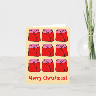 Porcs dans les couvertures Carte de Noël