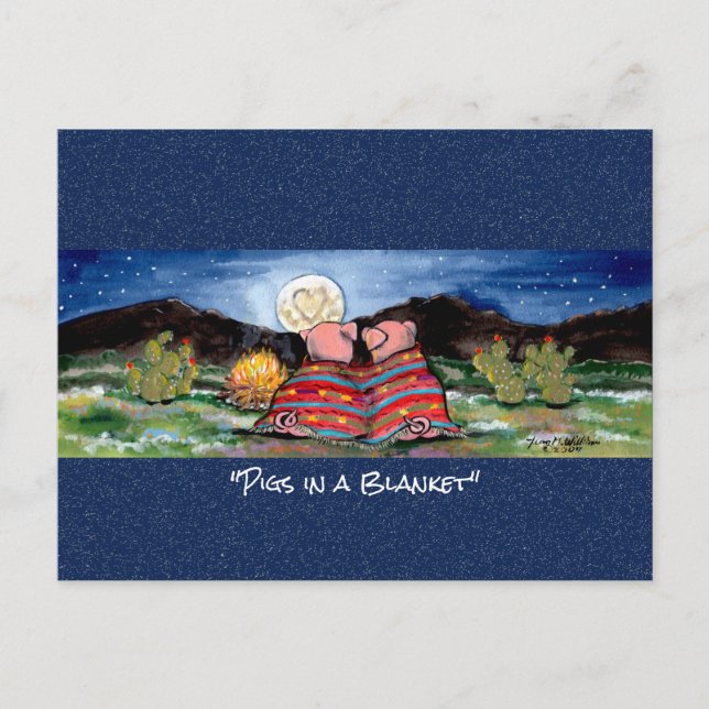 Porcs dans une carte postale blanche Whimsical Wat (Devant)