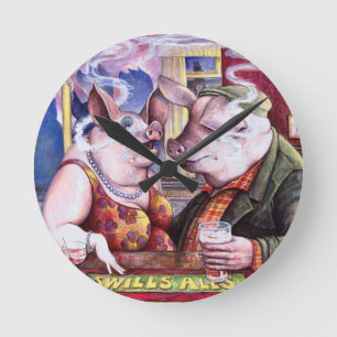 Porcs dans une horloge murale d'un pub