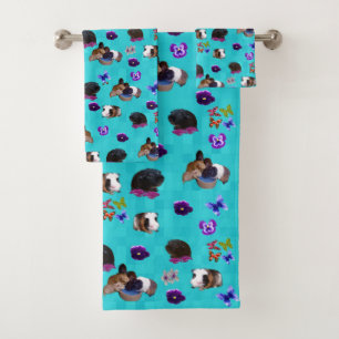 Porcs De Guinée, Fleurs Et Papillons Sur Aqua,