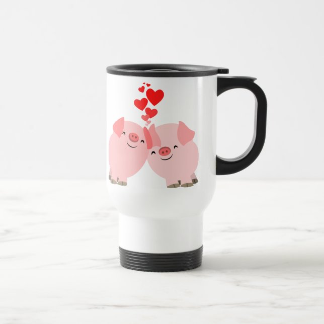 Porcs mignons de bande dessinée dans la tasse de (Droite)