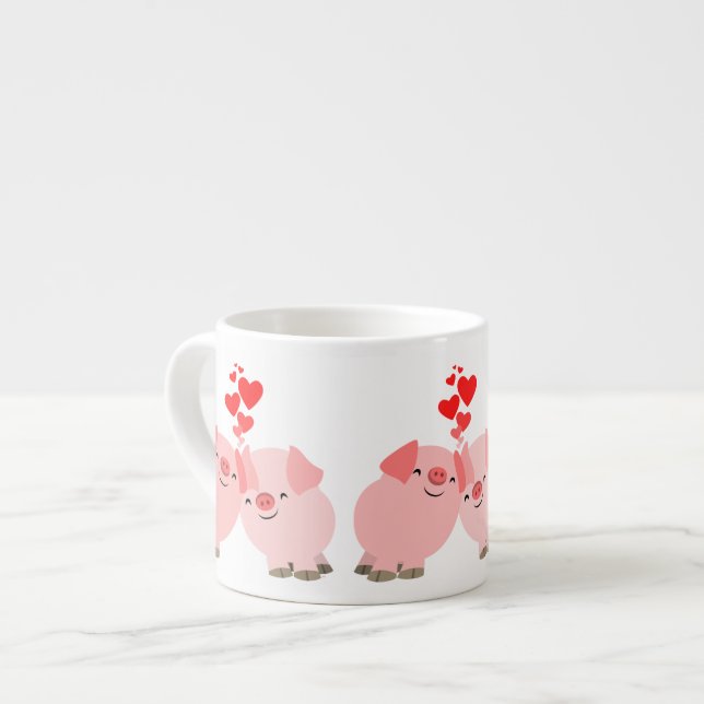 Porcs mignons de bande dessinée dans la tasse de (Devant gauche)