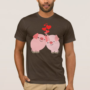 Porcs mignons de bande dessinée dans le T-shirt