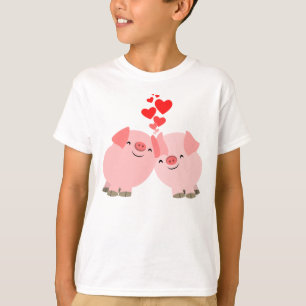 Porcs mignons de bande dessinée dans le T-shirt