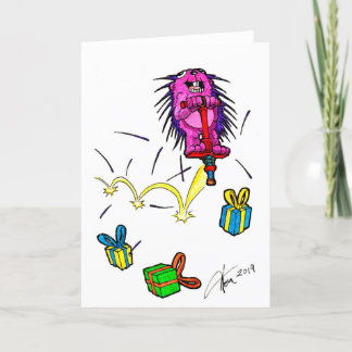 Porcupine violette sur une carte d'anniversaire de