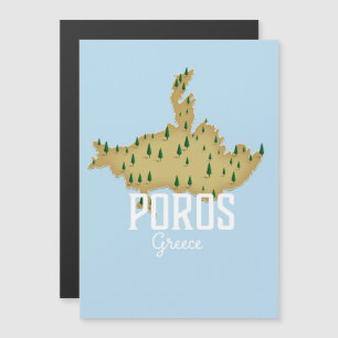 Poros Carte grecque Affiche de voyage illustrée