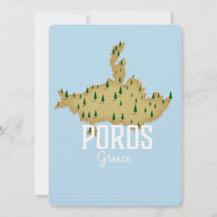 Poros Carte grecque Affiche de voyage illustrée