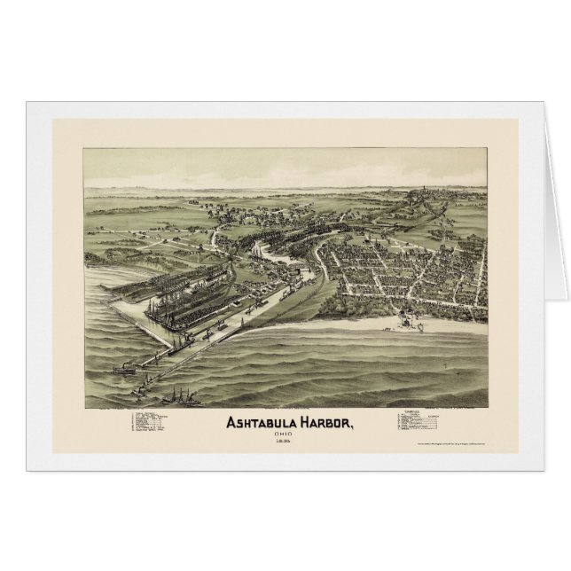 Port d'Ashtabula, carte panoramique de l'OH - 1896 (Devant horizontal)