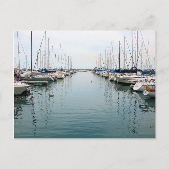 Port de Chicago - Carte postale bateau à voile (Devant)