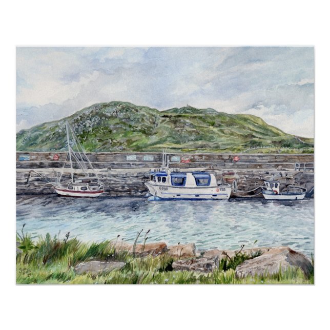 Port de Cleggan, Connemara, Galway Affiche brillan (Devant)