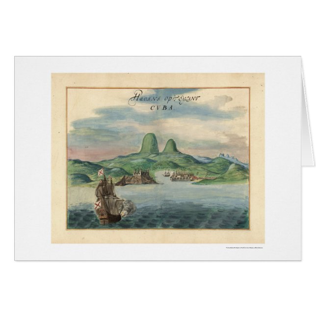 Port de la carte 1639 de vue de La Havane Cuba (Devant horizontal)