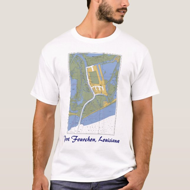 Port Fourchon, T-shirt nautique de diagramme de la (Devant)