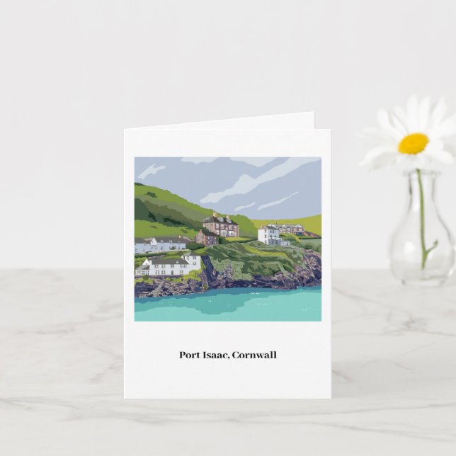 Port Isaac Carte pour notes - avec texte personnal (Petite plante)