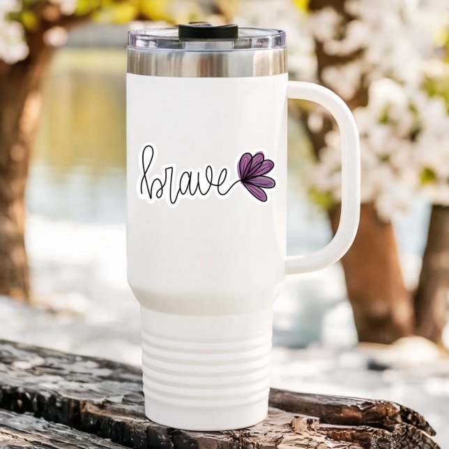 Portable à fleurs Word courageux | Sticker Die-Cut (Brave Affirmation Vinyl Sticker)