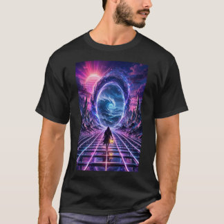 Portail Synthwave — T-Shirt Chrome Horizon