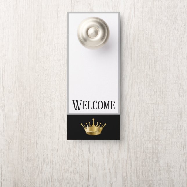 Porte Affichette de porte-Bienvenue Couronne royale (Sur le bouton)